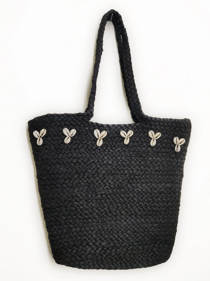 Eco-Friendly Jute Handbag for Women - Black – Stylish Reusable Tote Bag | Shoulder Bag for Daily Use, Shopping & Travel