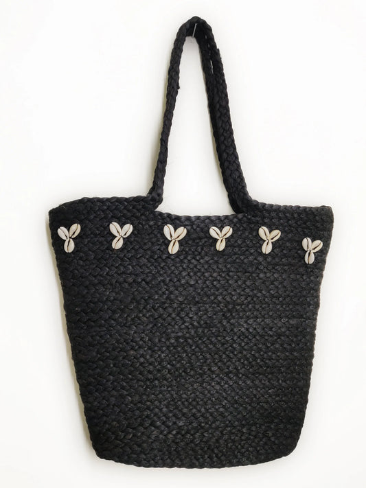 Eco-Friendly Jute Handbag for Women - Black – Stylish Reusable Tote Bag | Shoulder Bag for Daily Use, Shopping & Travel