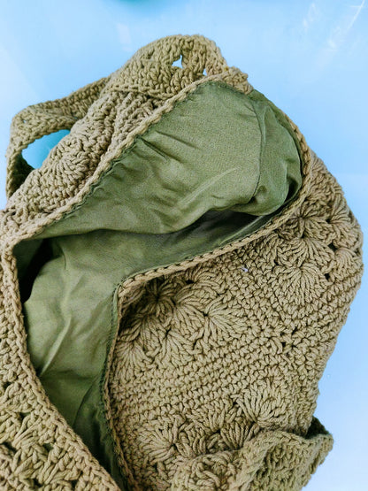 Handmade Crochet Shoulder Bag for Women Green -   Eco-Friendly Knitted Tote for Travel, Beach & Daily Use