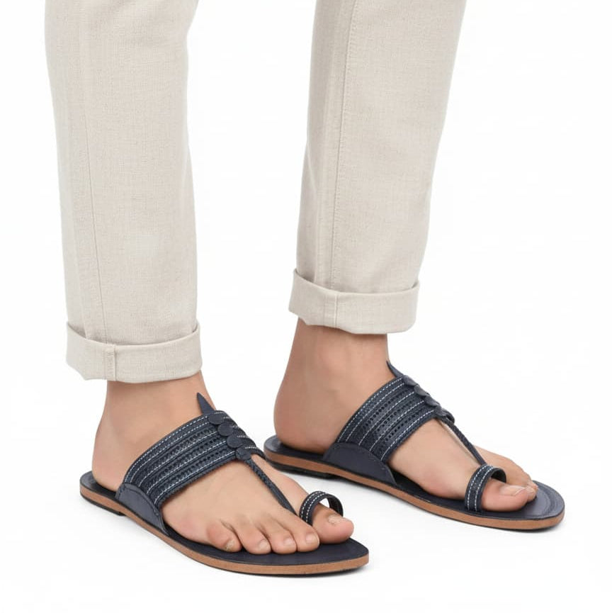Korakari Blue Fashion Men Kolhapuri Chappal