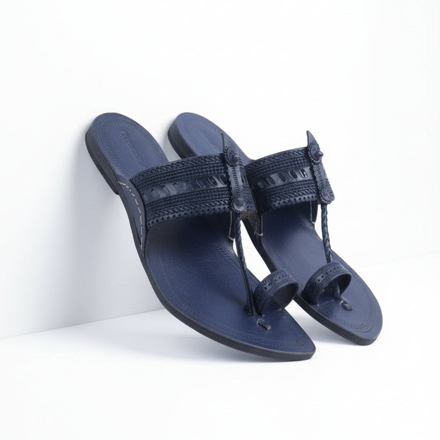 Korakari Calm Blue Men Kolhapuri Chappal