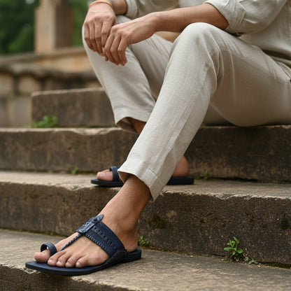 Korakari Calm Blue Men Kolhapuri Chappal