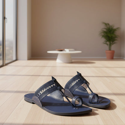Korakari Calm Blue Men Kolhapuri Chappal