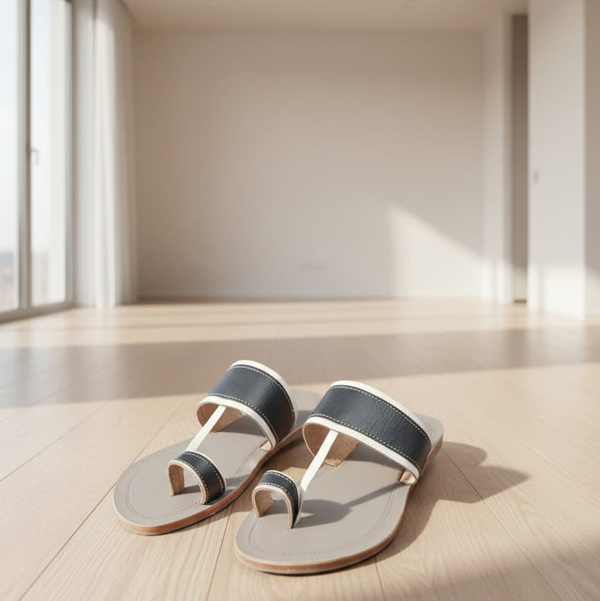 Korakari Regular - Three Tone Kolhapuri Chappal for Men