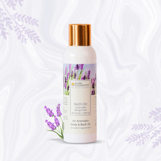Pure Elements Lavender Bergamot Bath Oil 100ml by NIIRA, natural aromatherapy bath oil