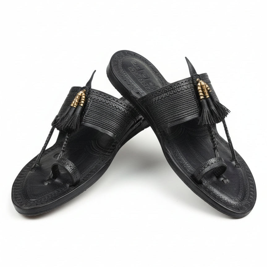 Korakari Classic | Black Kolhapuri Chappal