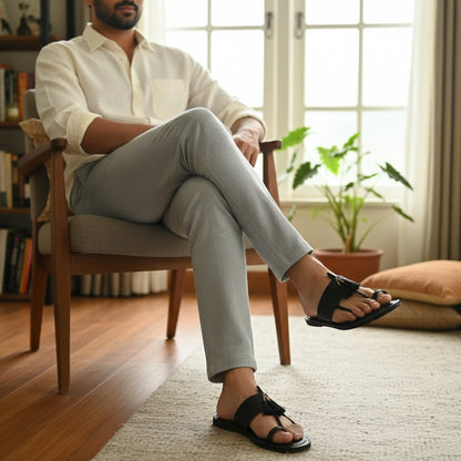 Korakari Classic | Black Kolhapuri Chappal