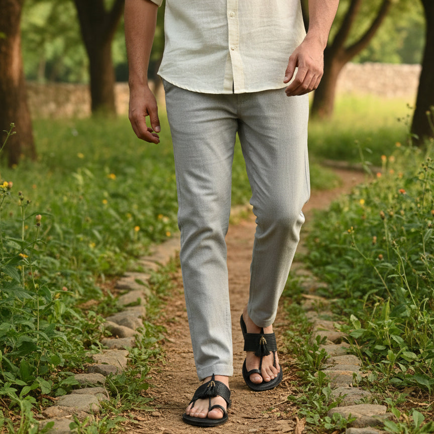 Korakari Classic | Black Kolhapuri Chappal