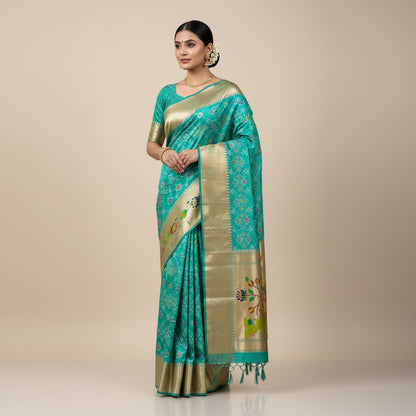 Saree with floral patterns on a white background