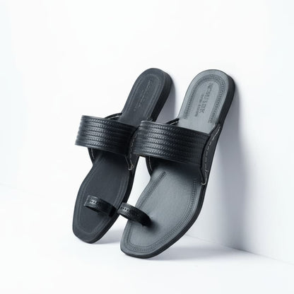 Korakari Formal Black Kolhapuri Chappal for Men