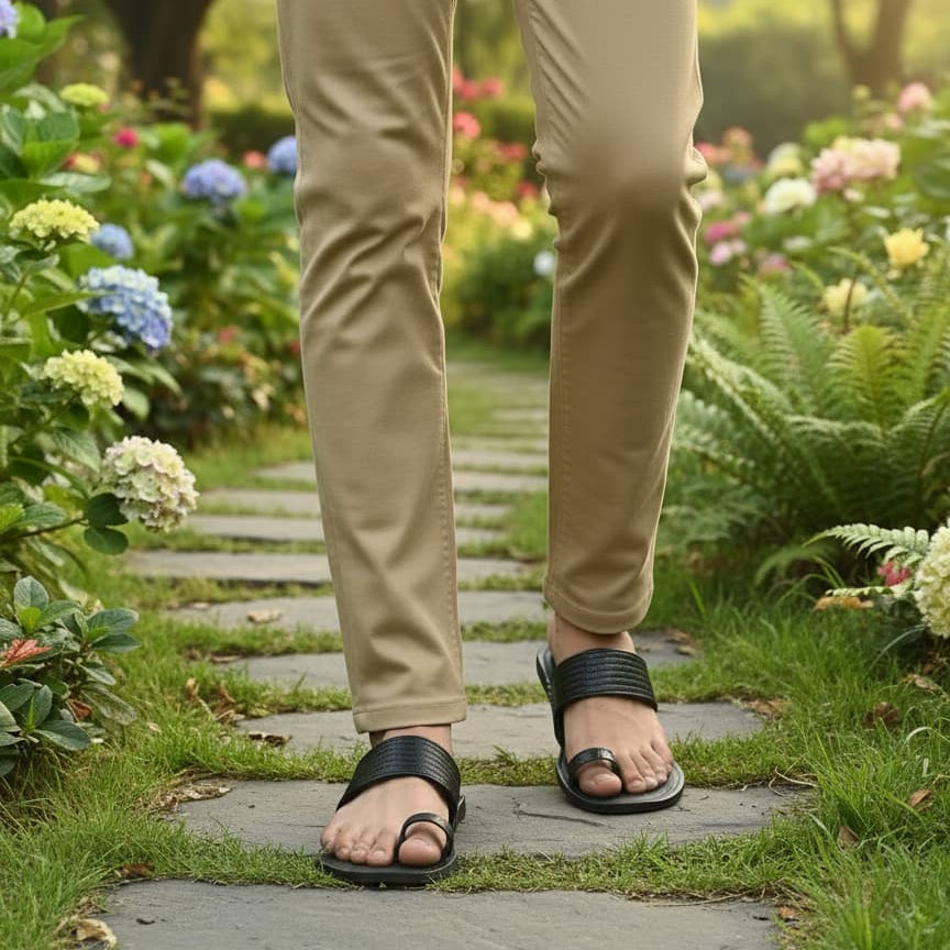 Korakari Formal Black Kolhapuri Chappal for Men