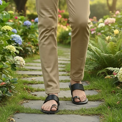 Korakari Formal Black Kolhapuri Chappal for Men