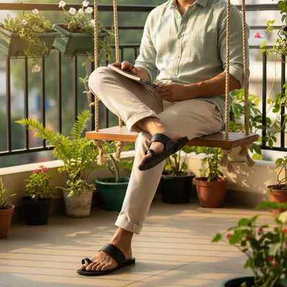 Korakari Formal Black Kolhapuri Chappal for Men