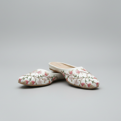 Noor - White Flat Mule