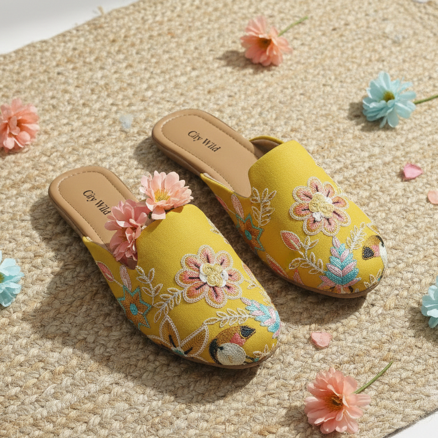 Mogra - Yellow Flat Mule