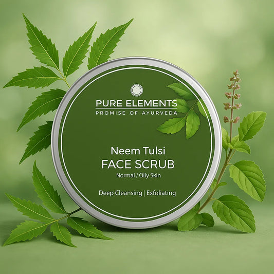 Pure Elements Neem Tulsi Face Scrub, natural Ayurvedic exfoliator by NIIRA