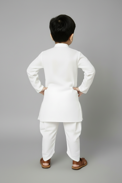 Ethnic Dhoti and Kurta Combos for Kids - White