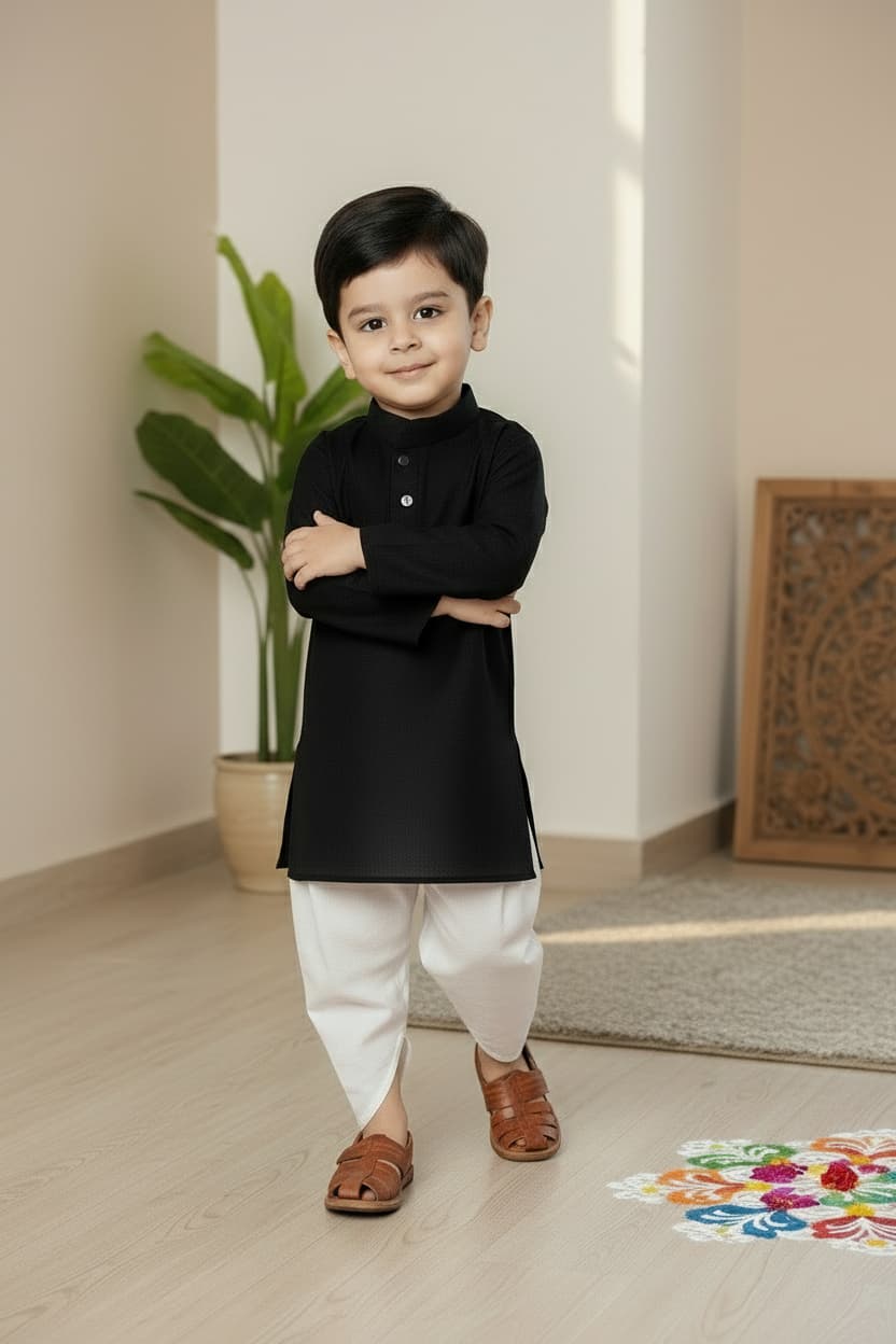 Ethnic Dhoti and Kurta Combos for Kids | Black