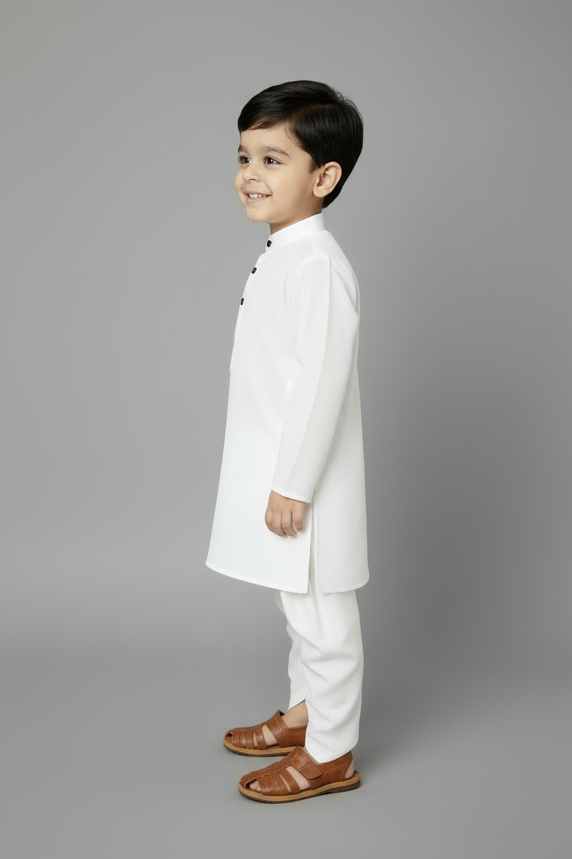 Ethnic Dhoti and Kurta Combos for Kids - White