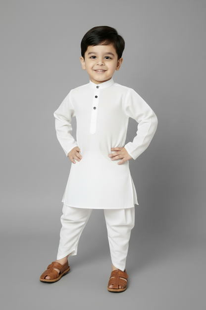 Ethnic Dhoti and Kurta Combos for Kids - White
