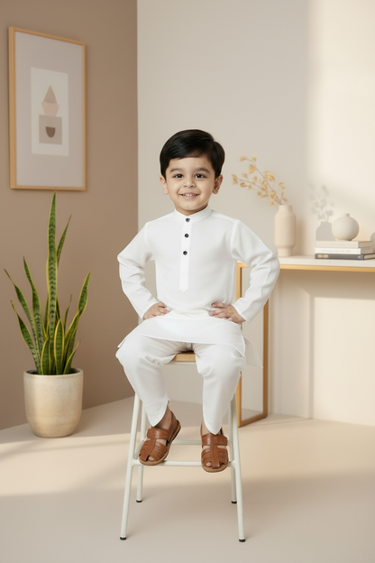 Ethnic Dhoti and Kurta Combos for Kids - White