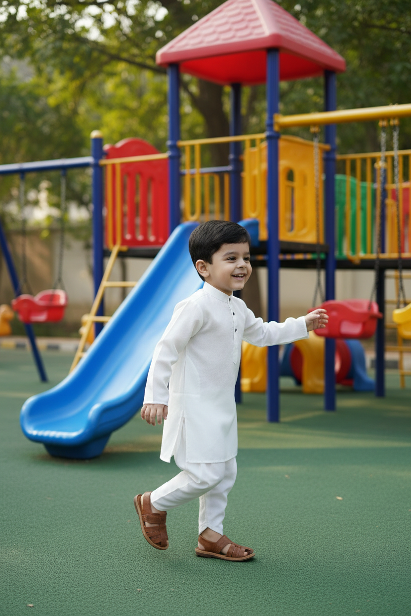 Ethnic Dhoti and Kurta Combos for Kids - White