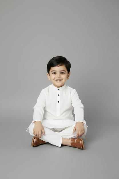 Ethnic Dhoti and Kurta Combos for Kids - White