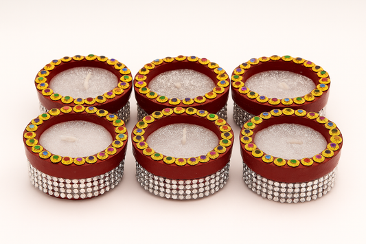 Decorative Diwali Diyas Set of 6 | Handcrafted Clay Oil Lamps | Traditional Handmade Diya for Diwali Decoration, Puja, Home & Gifting | (Multi-Color)