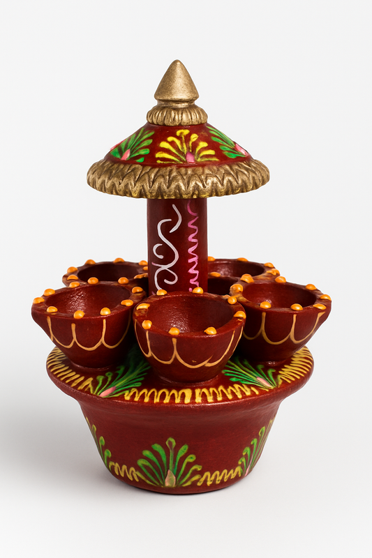 Decorative Diwali Diyas | Handcrafted Clay Oil Lamps | Traditional Handmade Diya for Diwali Decoration, Puja, Home & Gifting | (Multi-Color)