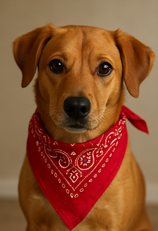 Handcrafted Khaadi Dog Bandana with Traditional Block Prints – Breathable, Festive, Free Size, Perfect for Dogs of All Breeds
