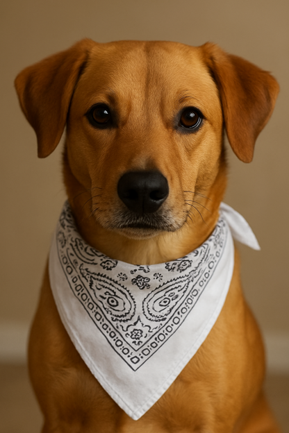 Handcrafted Khaadi Dog Bandana with Traditional Block Prints – Breathable, Festive, Free Size, Perfect for Dogs of All Breeds