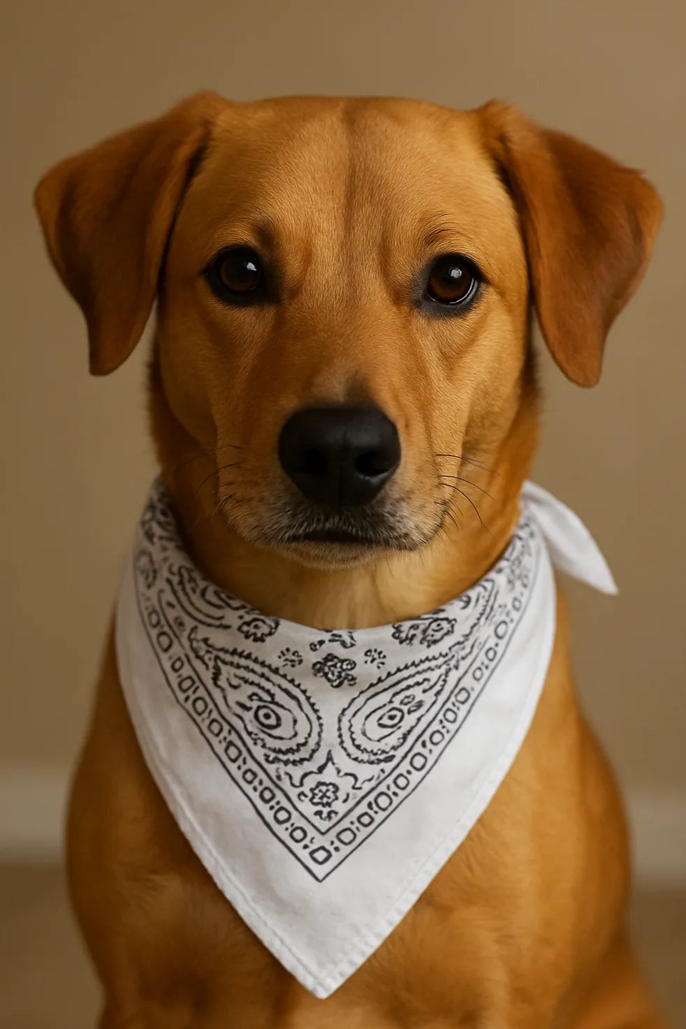 Handcrafted Khaadi Dog Bandana with Traditional Block Prints – Breathable, Festive, Free Size, Perfect for Dogs of All Breeds