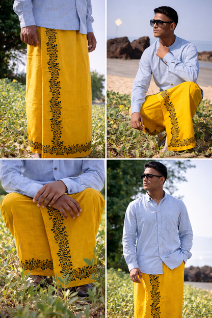 Kora Khaadi Dhoti - Lungi | Veshti | Pancha Wrap - White