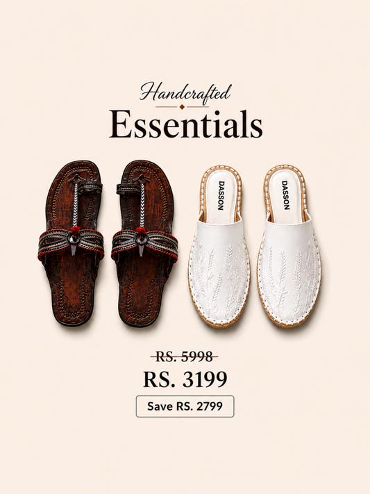 The Dark Gaze + Coconut Cream Chappal | Women Footwear Essentials Combo