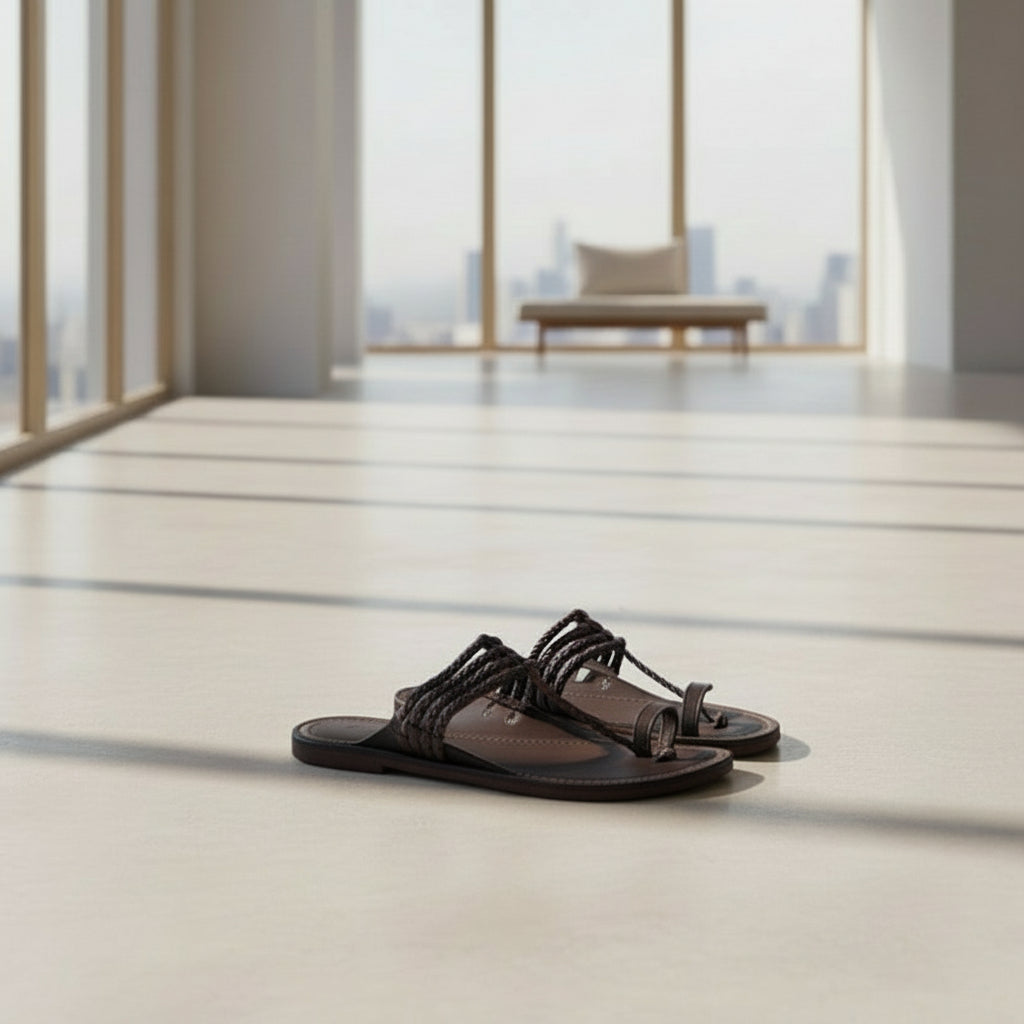 The Pointed Dark | Men | Leather Kolhapuri Chappal