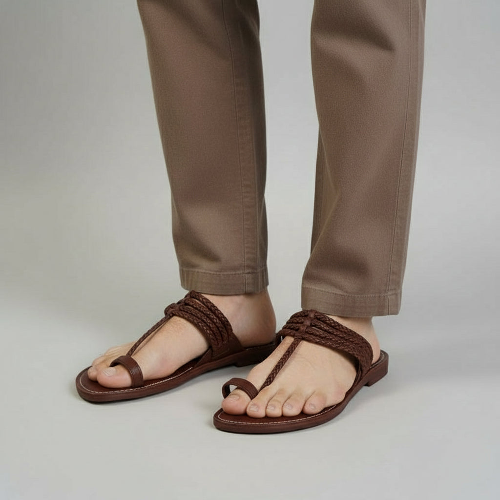 The Pointed Dark | Men | Leather Kolhapuri Chappal