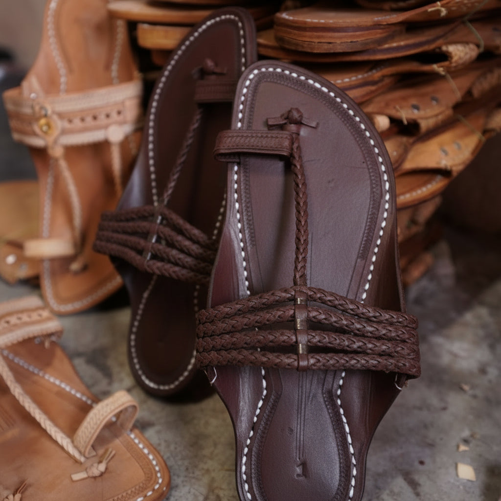 The Pointed Dark | Men | Leather Kolhapuri Chappal