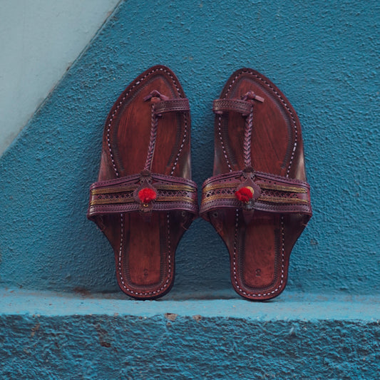 The Royal Classic Dark Kolhapuri Chappal