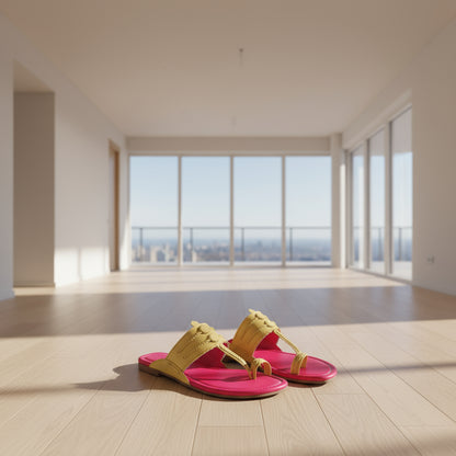 Women Kolhapuri | Vastra Super Soft Kols by NIIRA| Stylish & Comfortable | Handmade by Local Artisans -  Pink and Cream