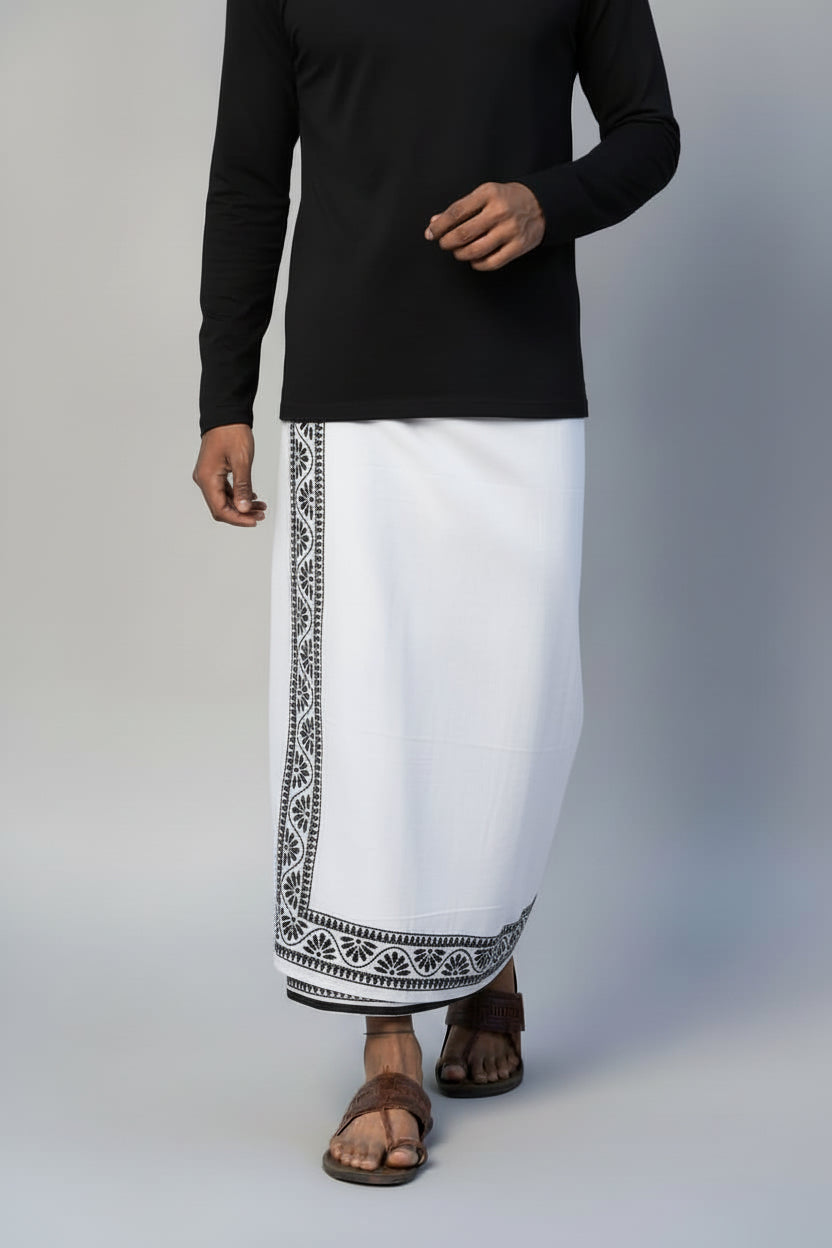 Kora Khaadi Dhoti - Lungi | Veshti | Pancha Wrap - Maroon