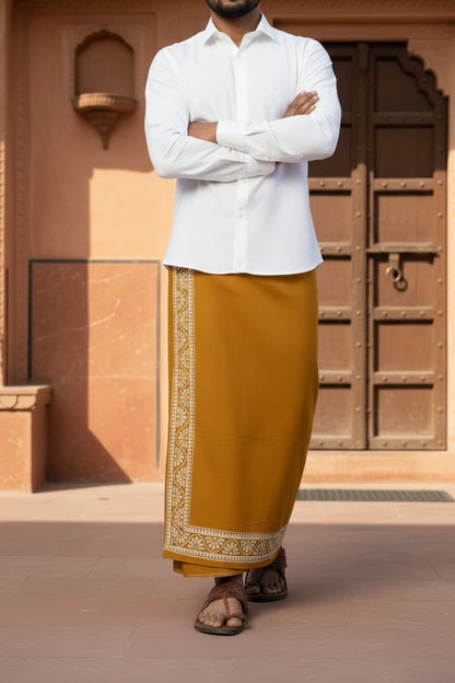 Kora Khaadi Dhoti - Lungi | Veshti | Pancha Wrap - Maroon