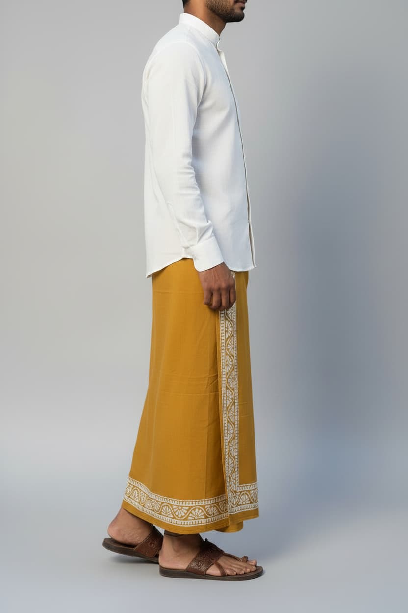 Kora Khaadi Dhoti - Lungi | Veshti | Pancha Wrap - Maroon