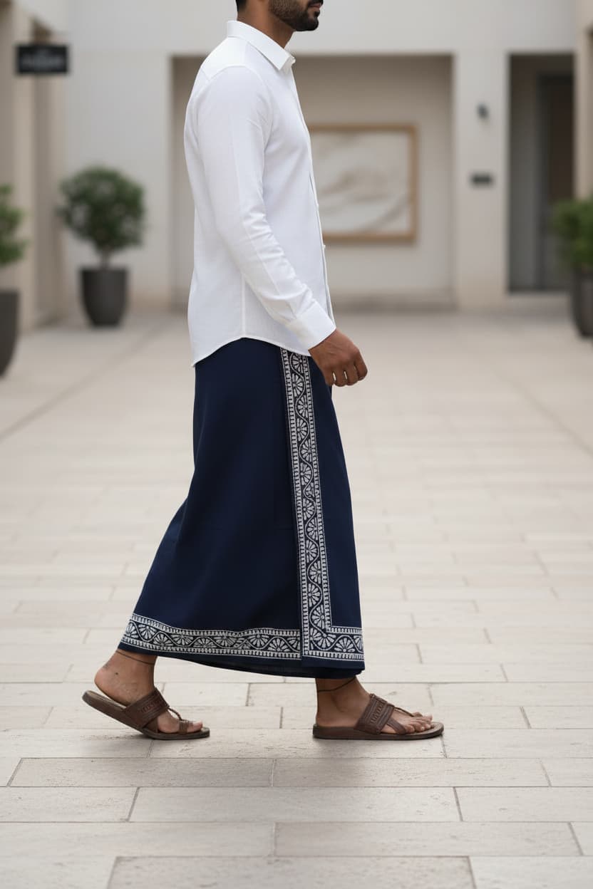 Kora Khaadi Dhoti - Lungi | Veshti | Pancha Wrap - Maroon