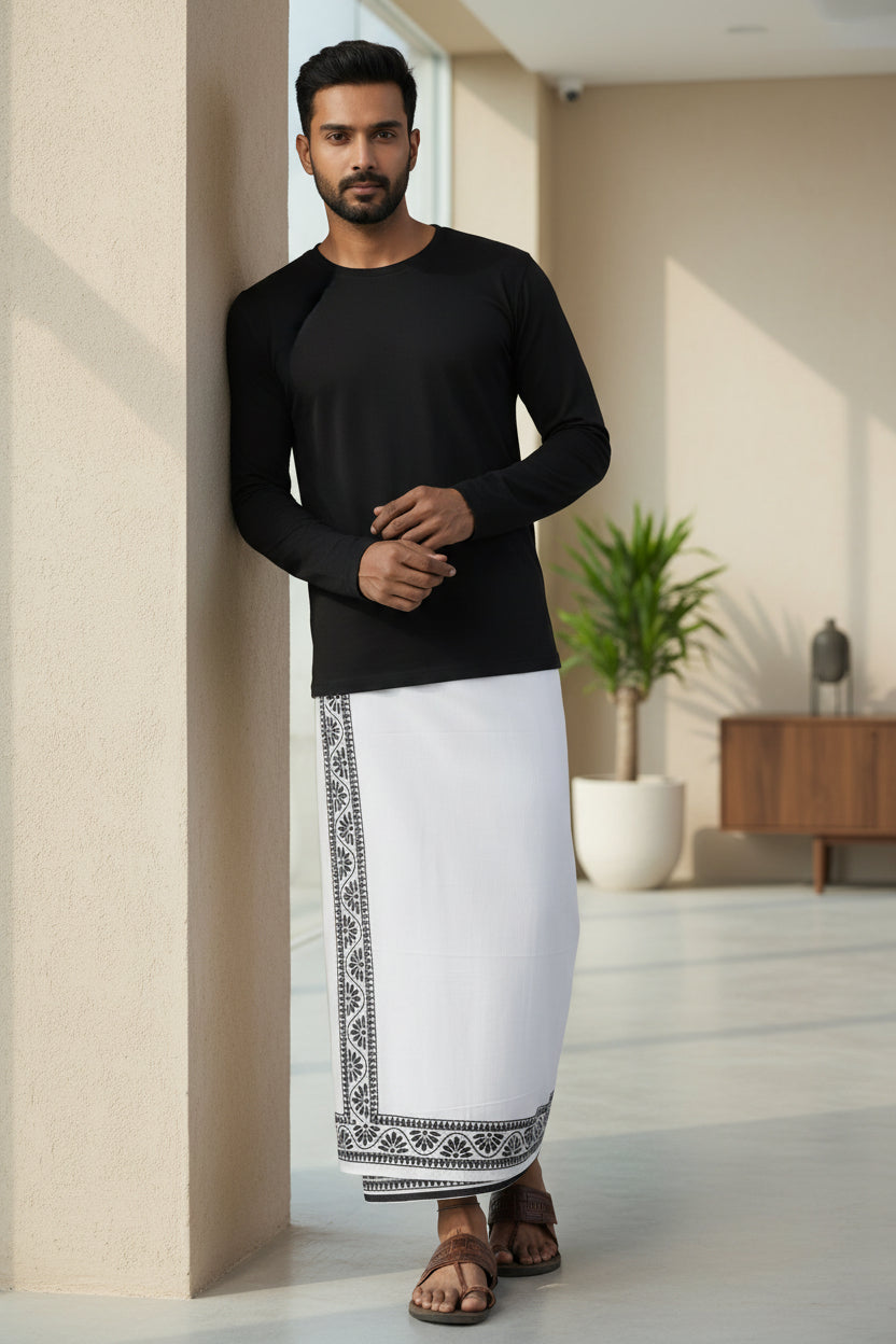 Kora Khaadi Dhoti - Lungi | Veshti | Pancha Wrap - Maroon