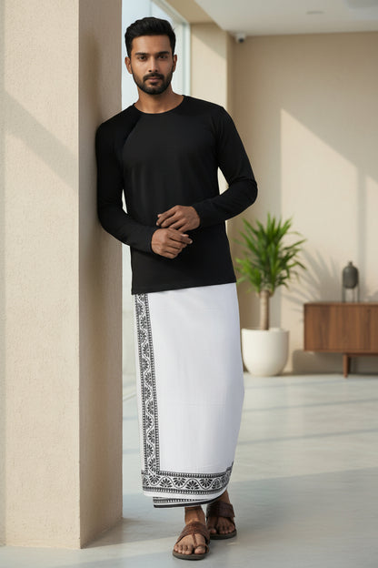 Kora Khaadi Dhoti - Lungi | Veshti | Pancha Wrap - Maroon