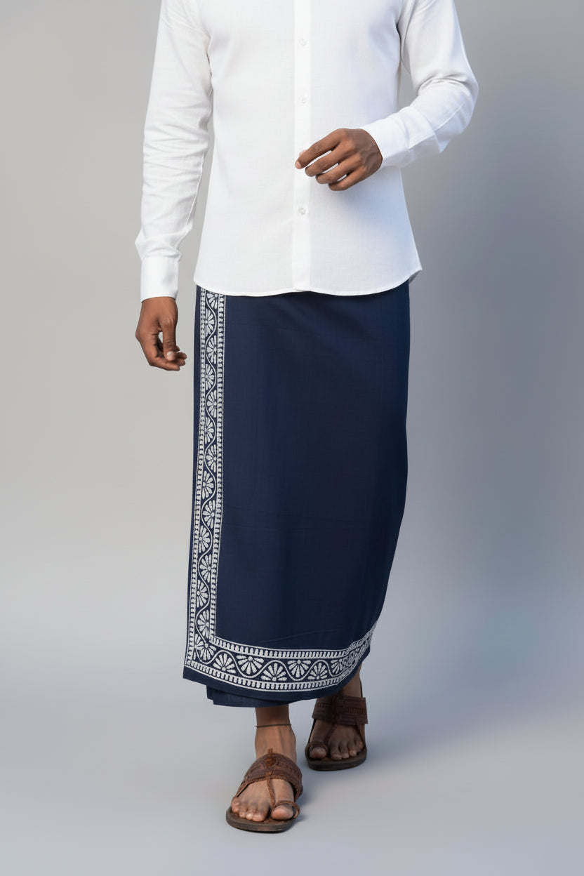 Kora Khaadi Dhoti - Lungi | Veshti | Pancha Wrap - Maroon