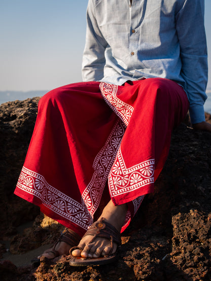 Kora Khaadi Dhoti - Lungi | Veshti | Pancha Wrap - Maroon
