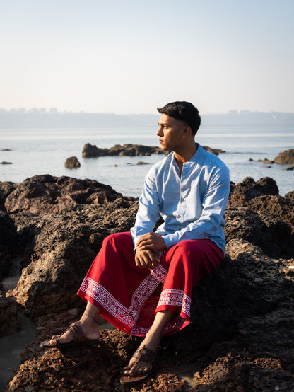 Kora Khaadi Dhoti - Lungi | Veshti | Pancha Wrap - Maroon