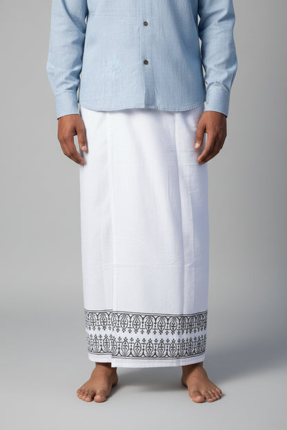 Kora Khaadi Dhoti - Lungi | Veshti | Pancha Wrap - Yellow