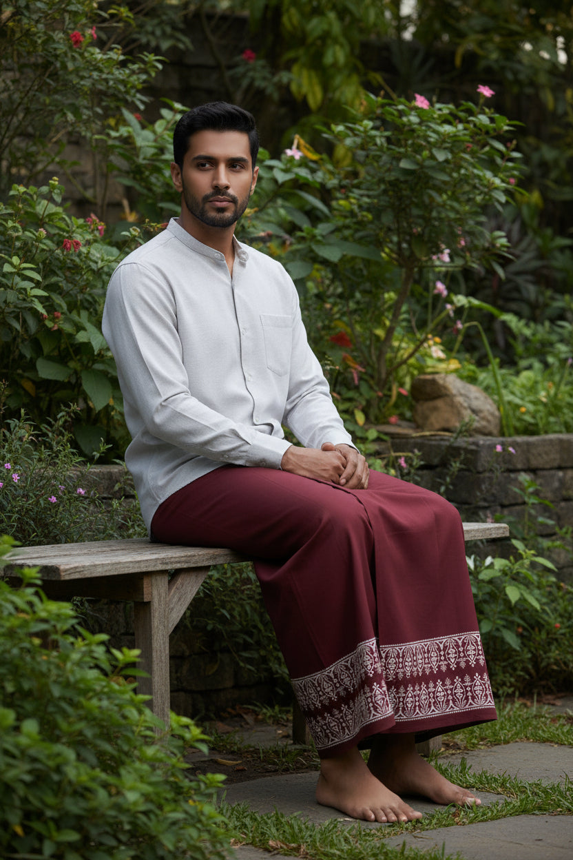 Kora Khaadi Dhoti - Lungi | Veshti | Pancha Wrap - Yellow